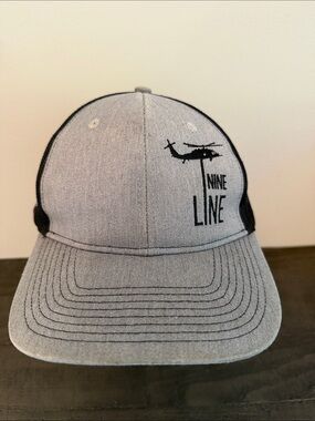 Nine Line Adjustable Gray Front Panel Black Mesh Trucker Hat
